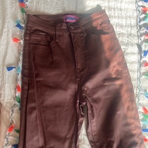 Brown Edikted Faux Leather Pants